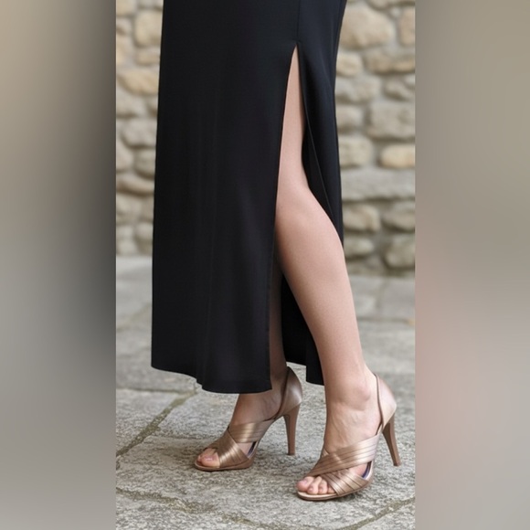 SERGIO ROSSI Gold Leather Satin Peep Toe Platform Stiletto Pumps High 38 Or 7.5 - Picture 1 of 10